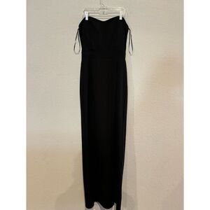Mind Code V-Neck‎ Faux Wrap Stretch Crepe Midi Dress Small Black NWT